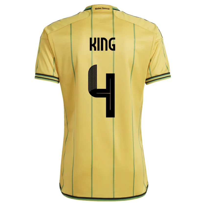 Danxen Bambino Maglia Giamaica Richard King #4 Giallo Kit Gara Home 24-26 Maglietta