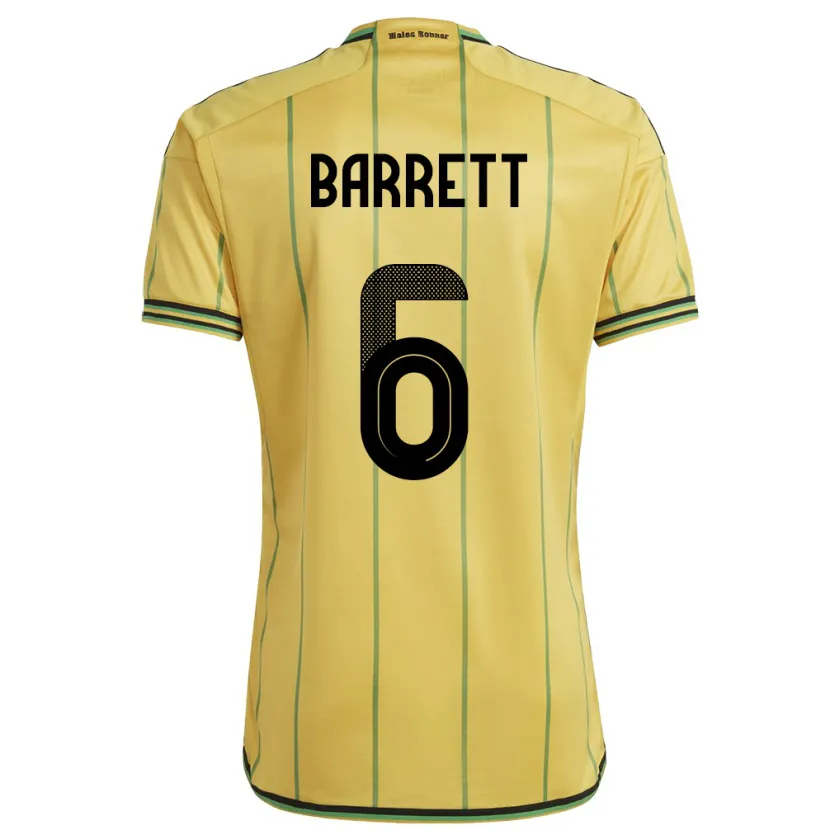 Danxen Bambino Maglia Giamaica Ronaldo Barrett #6 Giallo Kit Gara Home 24-26 Maglietta
