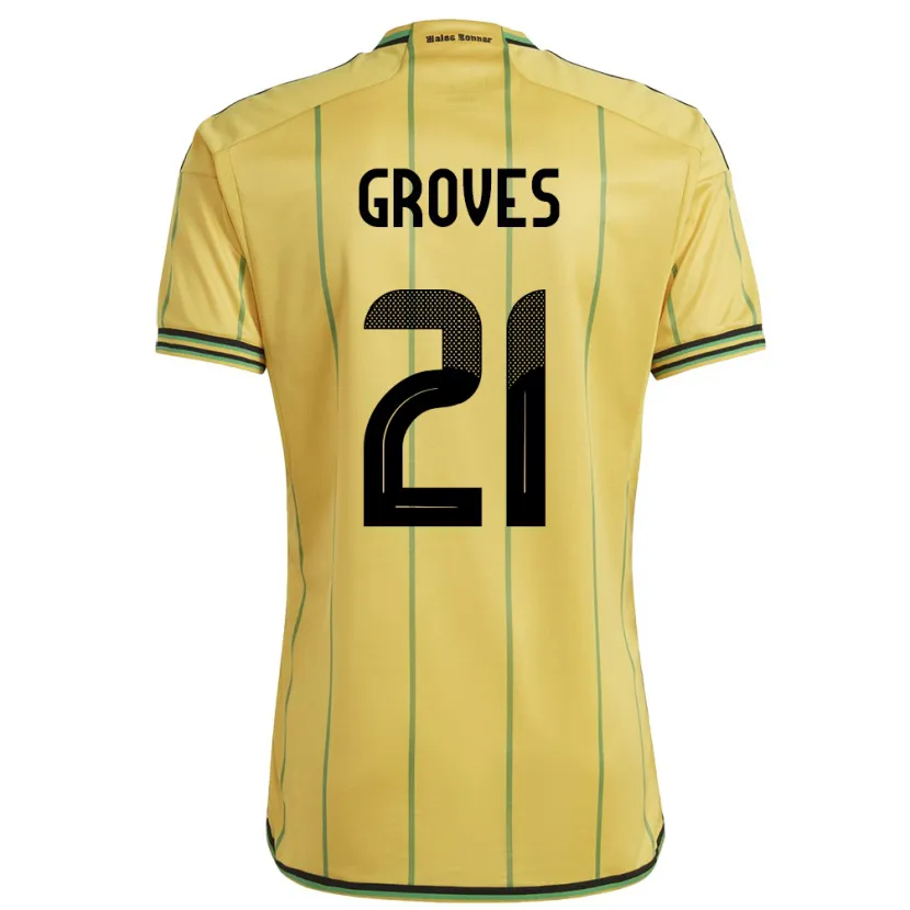 Danxen Bambino Maglia Giamaica Isreala Groves #21 Giallo Kit Gara Home 24-26 Maglietta