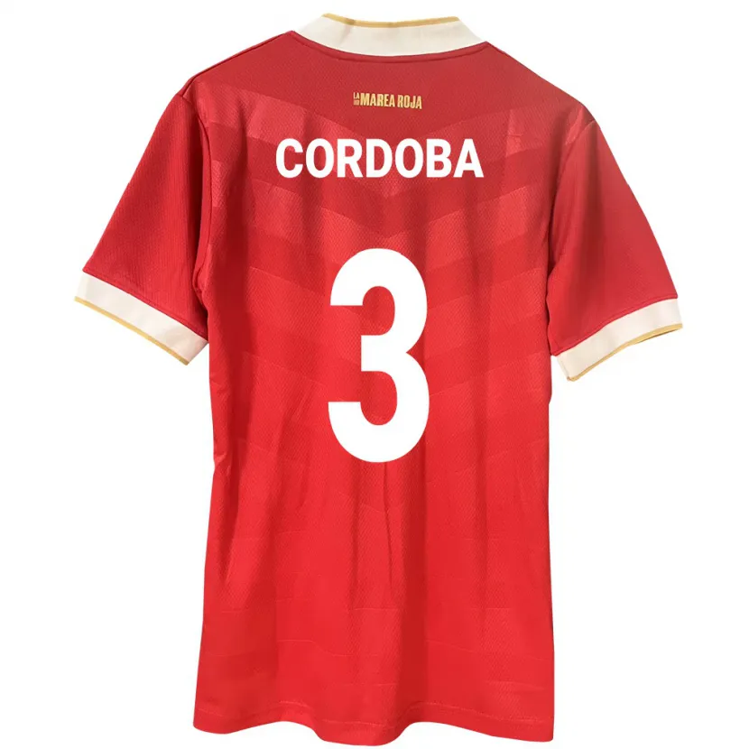 Danxen Bambino Maglia Panamá José Córdoba #3 Rosso Kit Gara Home 24-26 Maglietta