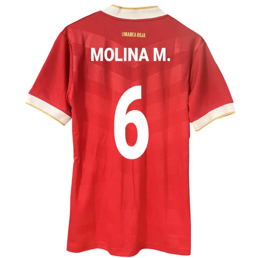 Danxen Bambino Maglia Panamá Mariana Molina #6 Rosso Kit Gara Home 24-26 Maglietta