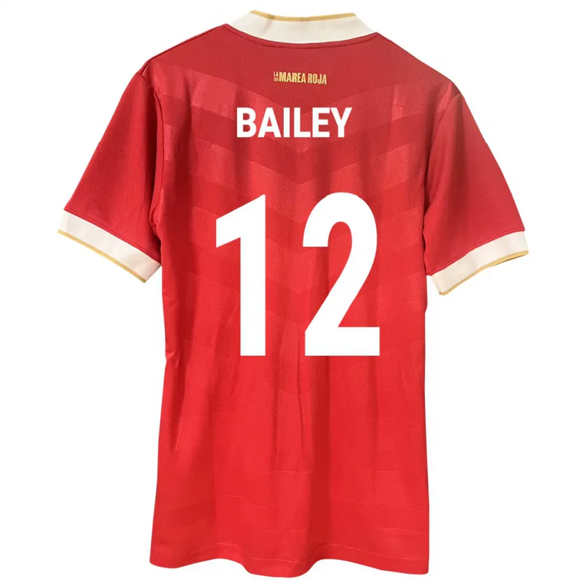 Danxen Bambino Maglia Panamá Yenith Bailey #12 Rosso Kit Gara Home 24-26 Maglietta