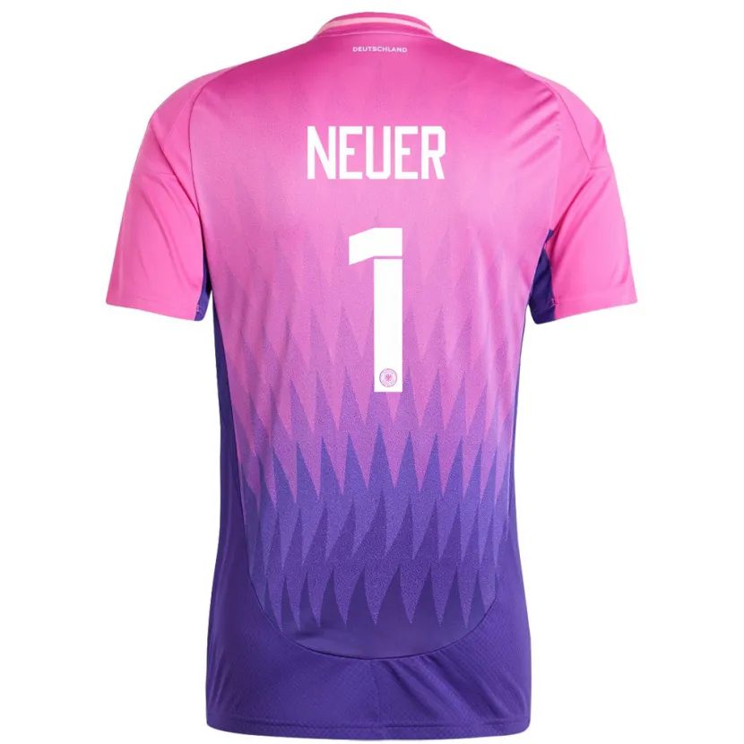 Danxen Bambino Maglia Germania Manuel Neuer #1 Rosa Viola Kit Gara Away 24-26 Maglietta