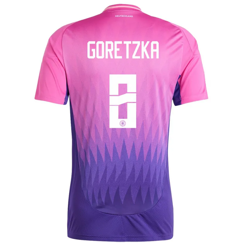 Danxen Bambino Maglia Germania Leon Goretzka #8 Rosa Viola Kit Gara Away 24-26 Maglietta
