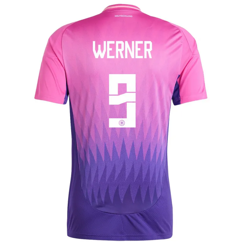 Danxen Bambino Maglia Germania Timo Werner #9 Rosa Viola Kit Gara Away 24-26 Maglietta