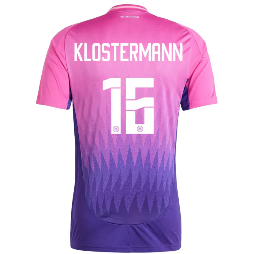 Danxen Bambino Maglia Germania Lukas Klostermann #16 Rosa Viola Kit Gara Away 24-26 Maglietta