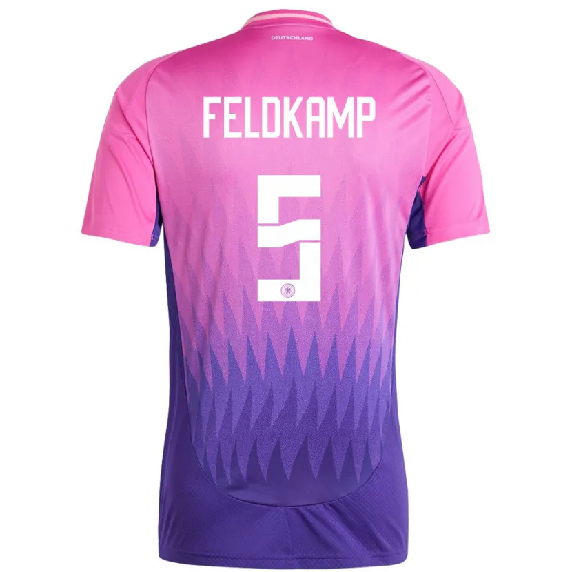 Danxen Bambino Maglia Germania Jana Feldkamp #5 Rosa Viola Kit Gara Away 24-26 Maglietta