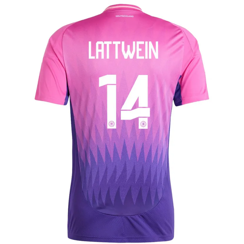 Danxen Bambino Maglia Germania Lena Lattwein #14 Rosa Viola Kit Gara Away 24-26 Maglietta