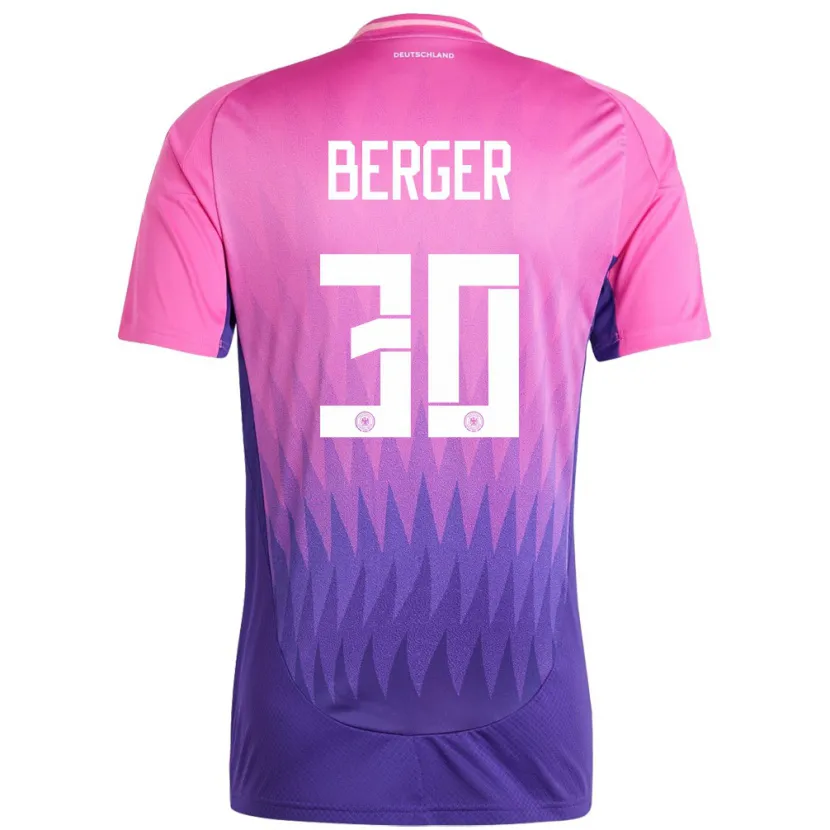 Danxen Bambino Maglia Germania Ann Katrin Berger #30 Rosa Viola Kit Gara Away 24-26 Maglietta