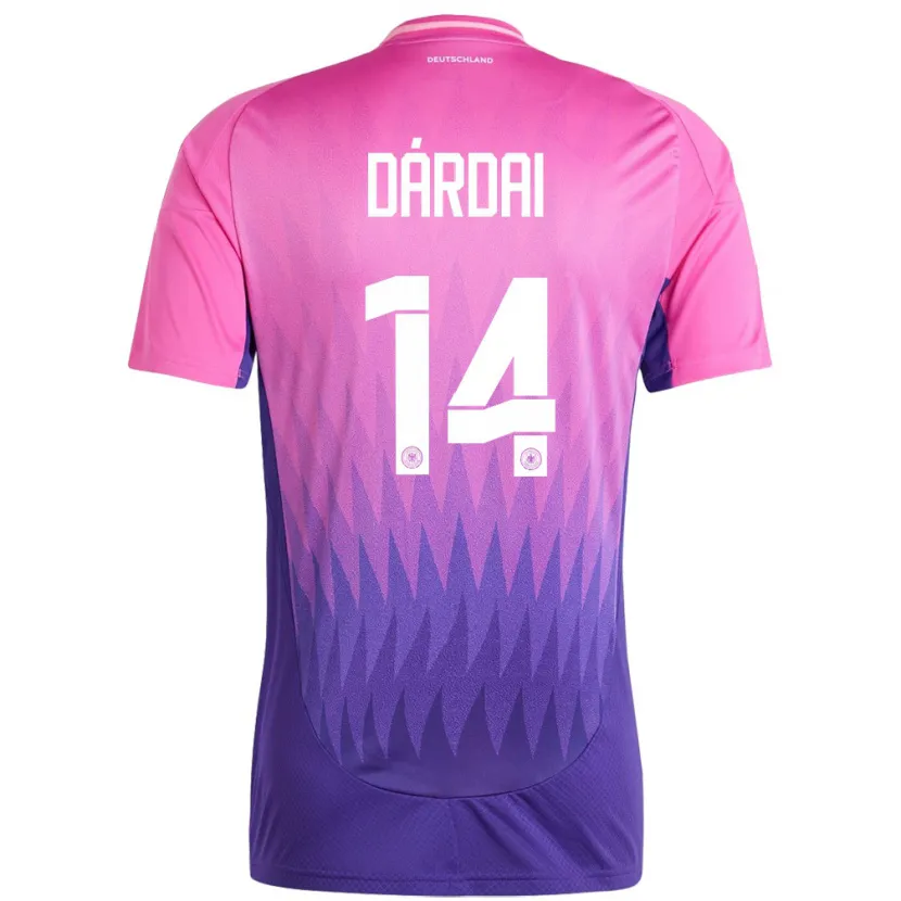 Danxen Bambino Maglia Germania Marton Dardai #14 Rosa Viola Kit Gara Away 24-26 Maglietta
