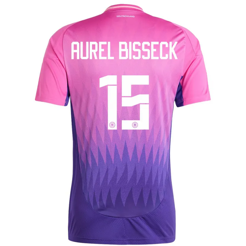 Danxen Bambino Maglia Germania Yann Aurel Bisseck #15 Rosa Viola Kit Gara Away 24-26 Maglietta