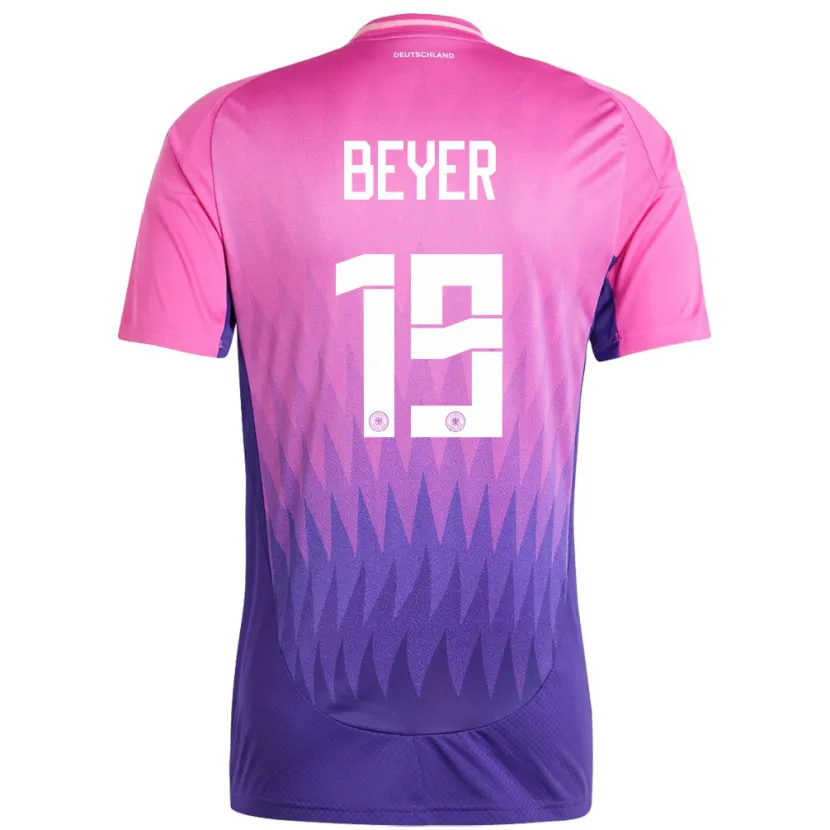 Danxen Bambino Maglia Germania Jordan Beyer #19 Rosa Viola Kit Gara Away 24-26 Maglietta