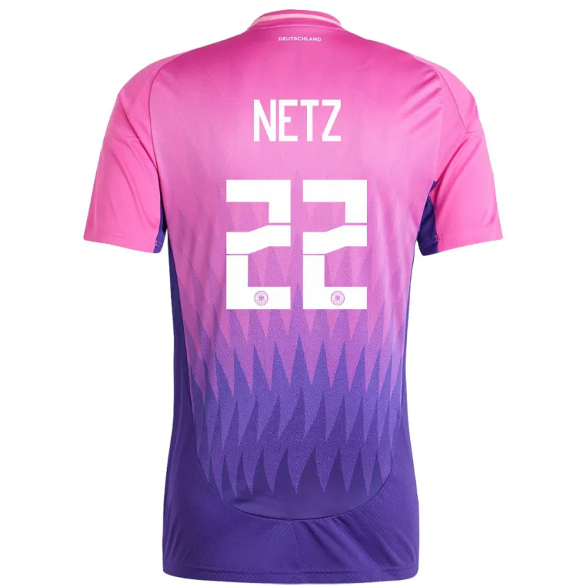 Danxen Bambino Maglia Germania Luca Netz #22 Rosa Viola Kit Gara Away 24-26 Maglietta