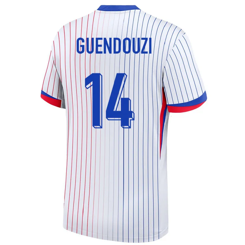 Danxen Bambino Maglia Francia Matteo Guendouzi #14 Bianco Kit Gara Away 24-26 Maglietta