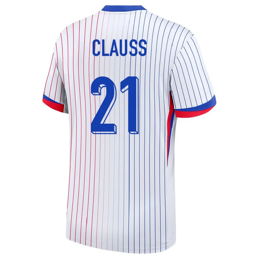Danxen Bambino Maglia Francia Jonathan Clauss #21 Bianco Kit Gara Away 24-26 Maglietta