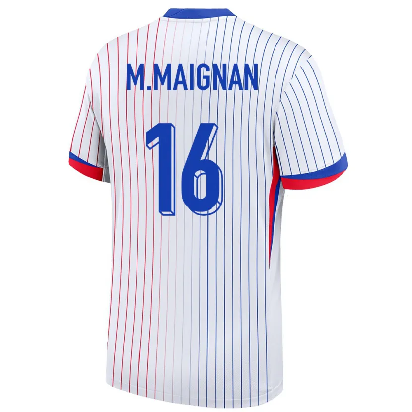 Danxen Bambino Maglia Francia Mike Maignan #16 Bianco Kit Gara Away 24-26 Maglietta