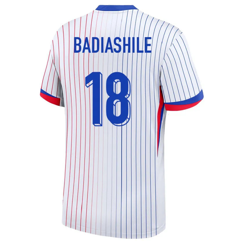 Danxen Bambino Maglia Francia Benoit Badiashile #18 Bianco Kit Gara Away 24-26 Maglietta