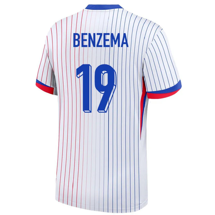 Danxen Bambino Maglia Francia Karim Benzema #19 Bianco Kit Gara Away 24-26 Maglietta