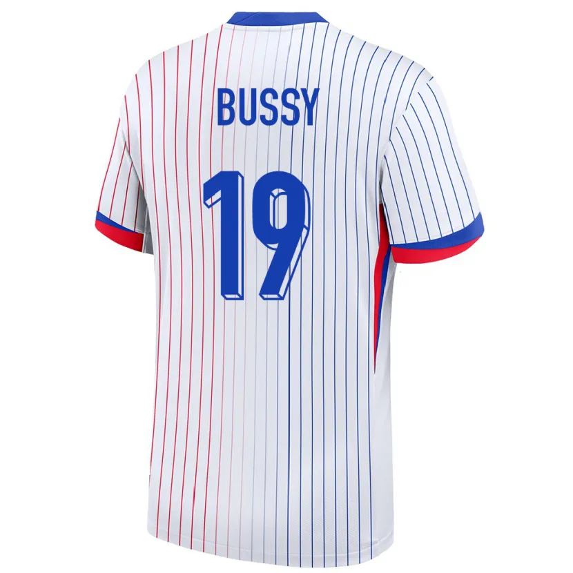 Danxen Bambino Maglia Francia Kessya Bussy #19 Bianco Kit Gara Away 24-26 Maglietta