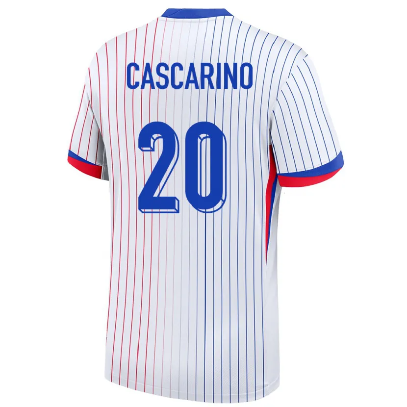 Danxen Bambino Maglia Francia Delphine Cascarino #20 Bianco Kit Gara Away 24-26 Maglietta