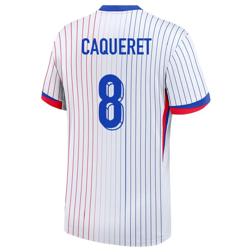 Danxen Bambino Maglia Francia Maxence Caqueret #8 Bianco Kit Gara Away 24-26 Maglietta