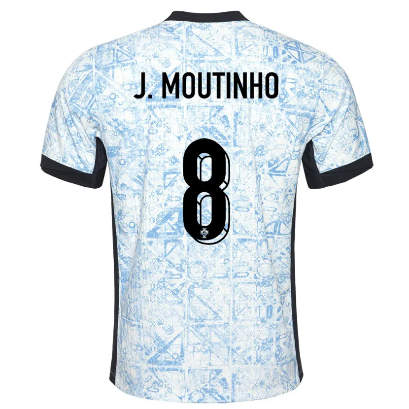 Danxen Bambino Maglia Portogallo Joao Moutinho #8 Crema Blu Kit Gara Away 24-26 Maglietta