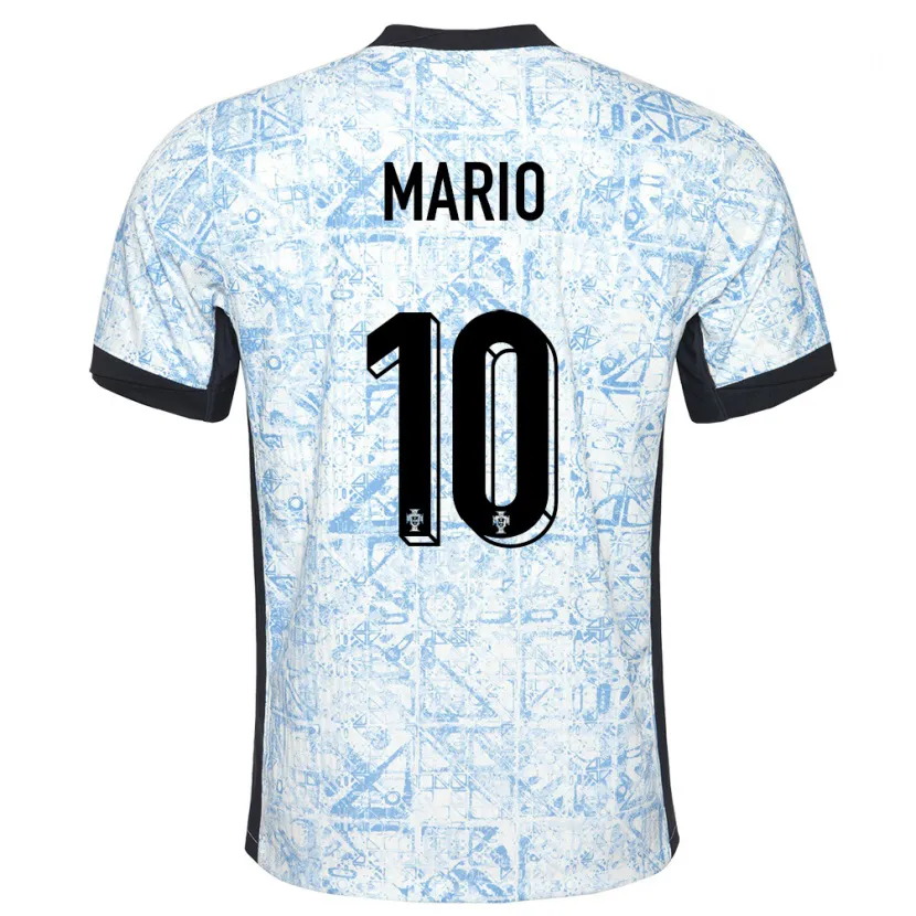 Danxen Bambino Maglia Portogallo Joao Mario #10 Crema Blu Kit Gara Away 24-26 Maglietta