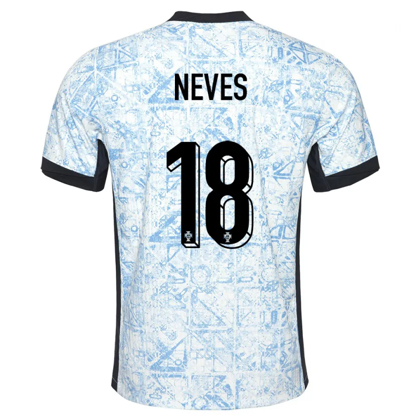 Danxen Bambino Maglia Portogallo Ruben Neves #18 Crema Blu Kit Gara Away 24-26 Maglietta