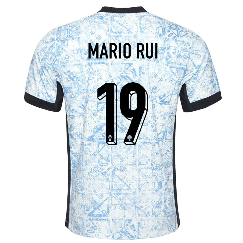 Danxen Bambino Maglia Portogallo Mario Rui #19 Crema Blu Kit Gara Away 24-26 Maglietta