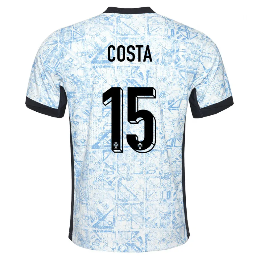 Danxen Bambino Maglia Portogallo Carole Costa #15 Crema Blu Kit Gara Away 24-26 Maglietta