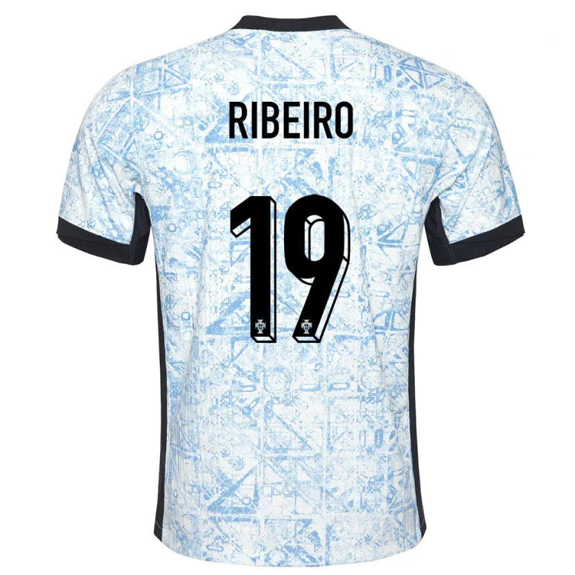 Danxen Bambino Maglia Portogallo Rodrigo Ribeiro #19 Crema Blu Kit Gara Away 24-26 Maglietta