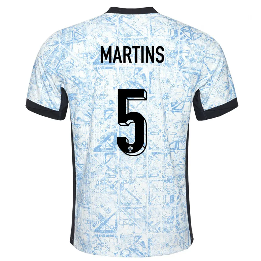 Danxen Bambino Maglia Portogallo Leandro Martins #5 Crema Blu Kit Gara Away 24-26 Maglietta