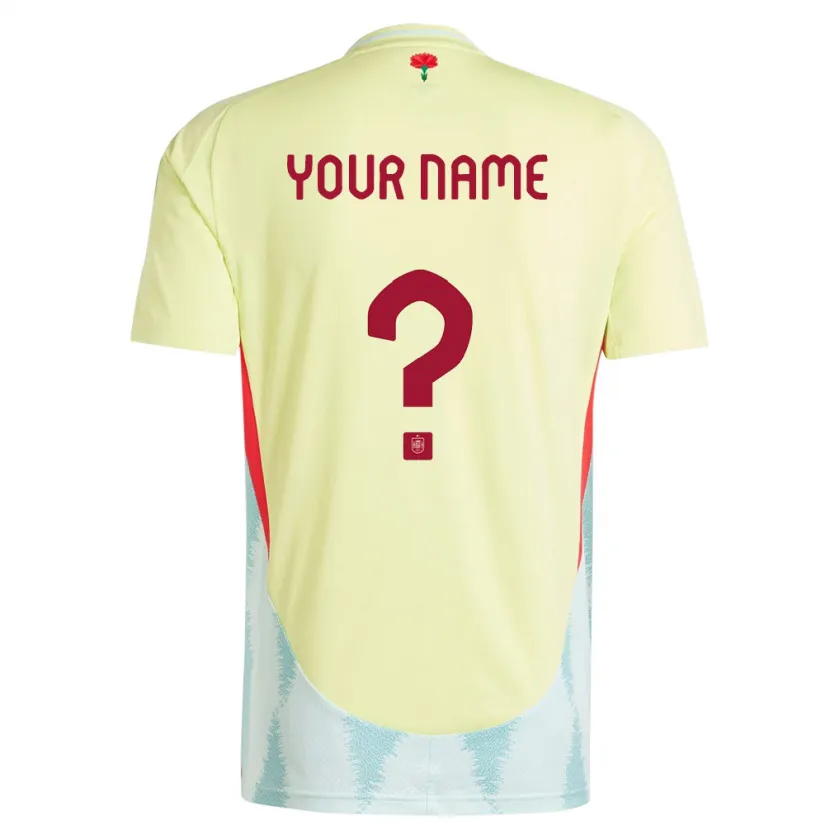 Danxen Bambino Maglia Spagna Il Tuo Nome #0 Giallo Kit Gara Away 24-26 Maglietta