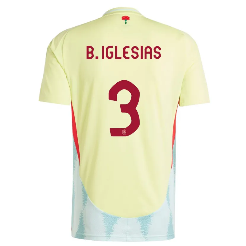Danxen Bambino Maglia Spagna Borja Iglesias #3 Giallo Kit Gara Away 24-26 Maglietta