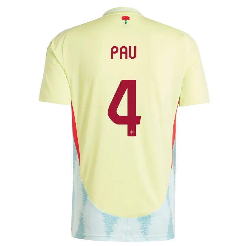 Danxen Bambino Maglia Spagna Pau Torres #4 Giallo Kit Gara Away 24-26 Maglietta