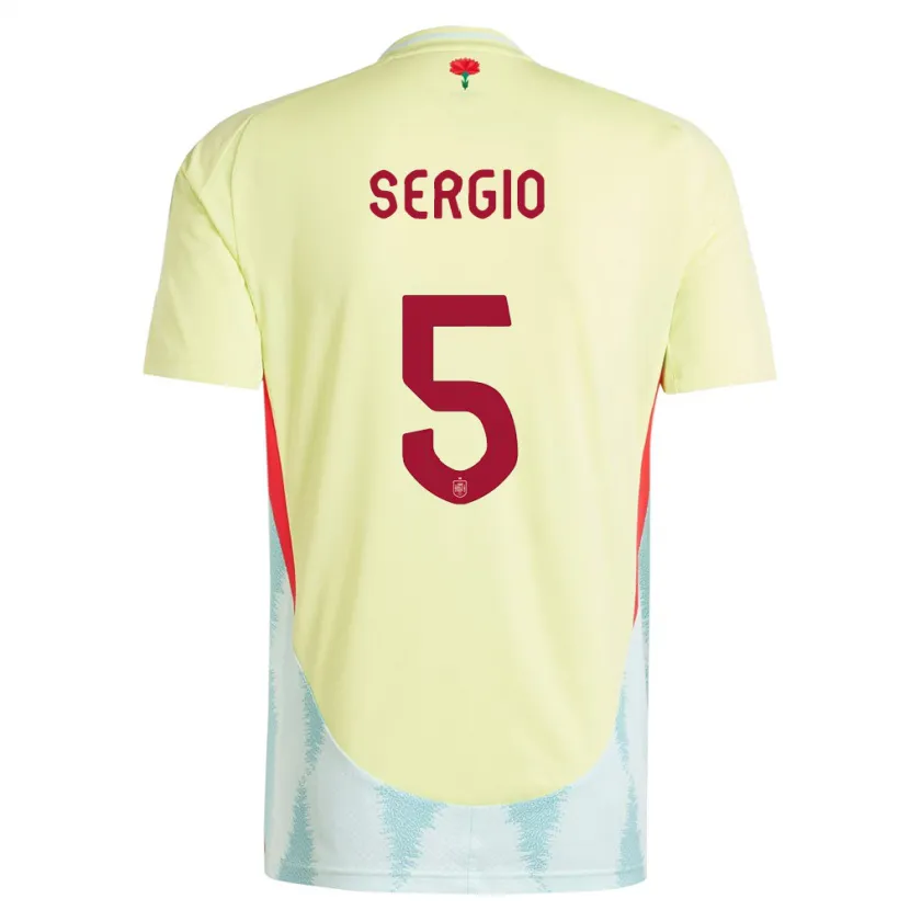 Danxen Bambino Maglia Spagna Sergio Busquets #5 Giallo Kit Gara Away 24-26 Maglietta