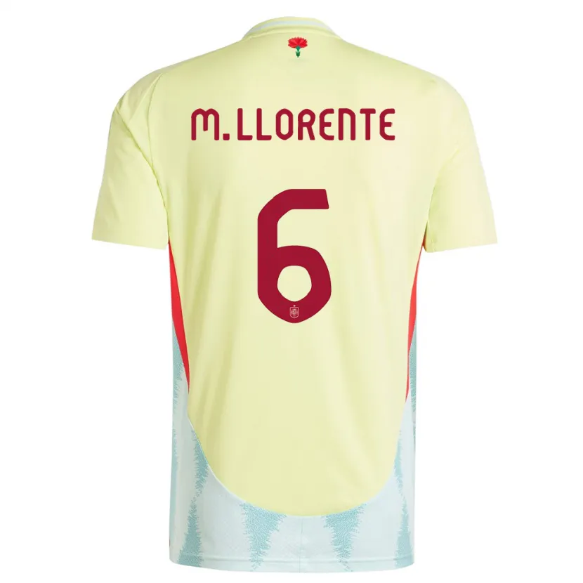 Danxen Bambino Maglia Spagna Marcos Llorente #6 Giallo Kit Gara Away 24-26 Maglietta