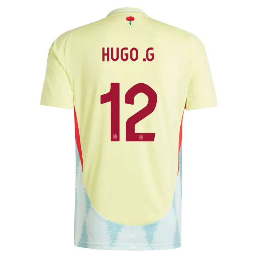 Danxen Bambino Maglia Spagna Hugo Guillamon #12 Giallo Kit Gara Away 24-26 Maglietta