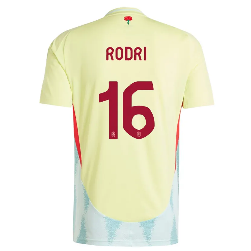 Danxen Bambino Maglia Spagna Rodri #16 Giallo Kit Gara Away 24-26 Maglietta