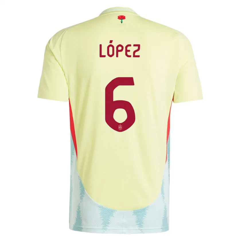 Danxen Bambino Maglia Spagna Maitane Lopez #6 Giallo Kit Gara Away 24-26 Maglietta