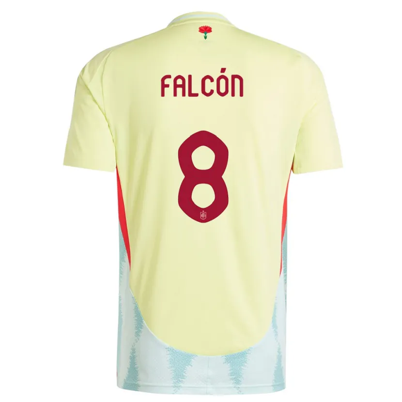 Danxen Bambino Maglia Spagna Andrea Falcon #8 Giallo Kit Gara Away 24-26 Maglietta