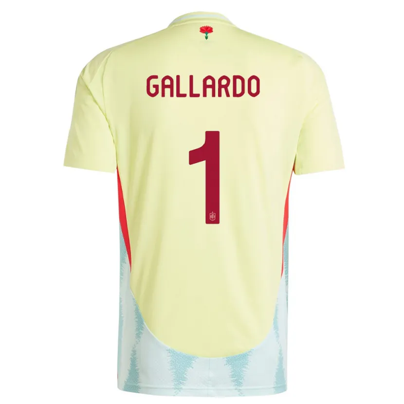 Danxen Bambino Maglia Spagna Dolores Gallardo #1 Giallo Kit Gara Away 24-26 Maglietta
