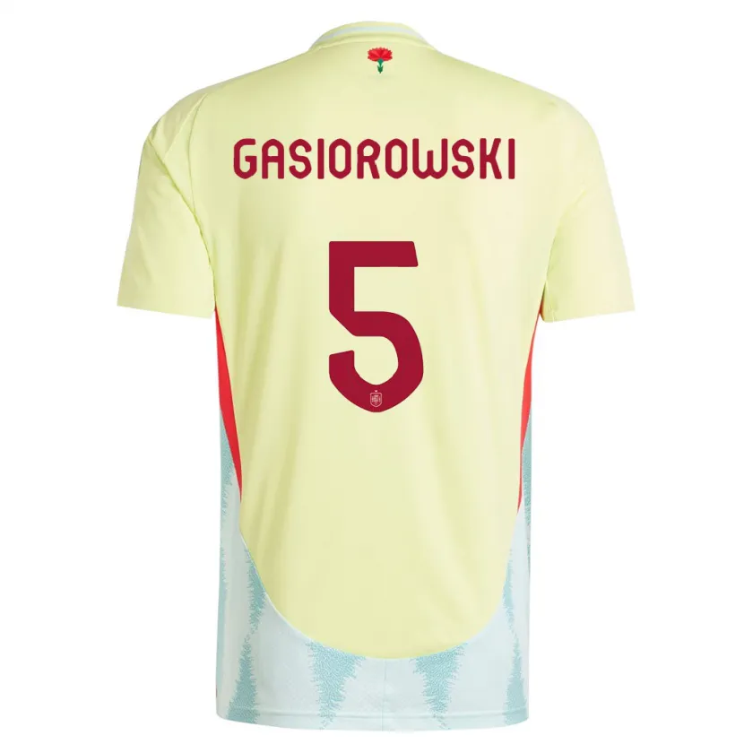Danxen Bambino Maglia Spagna Yarek Gasiorowski #5 Giallo Kit Gara Away 24-26 Maglietta