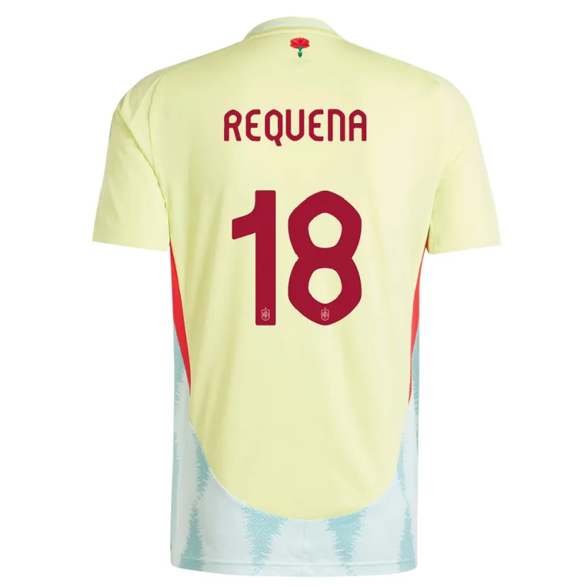 Danxen Bambino Maglia Spagna Daniel Requena #18 Giallo Kit Gara Away 24-26 Maglietta