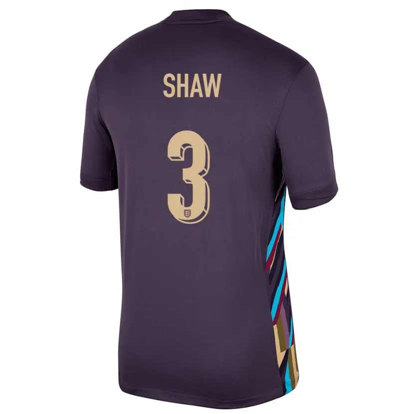 Danxen Bambino Maglia Inghilterra Luke Shaw #3 Uvetta Scura Kit Gara Away 24-26 Maglietta