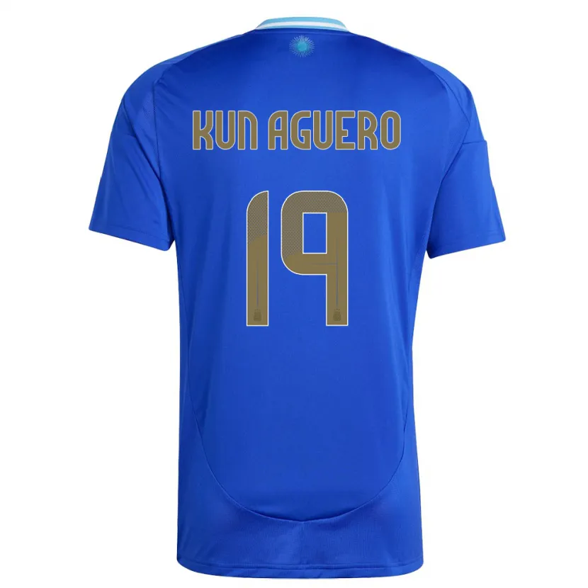 Danxen Bambino Maglia Argentina Sergio Aguero #19 Blu Kit Gara Away 24-26 Maglietta