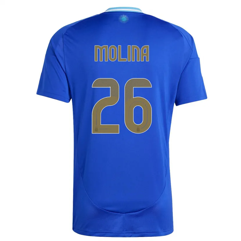 Danxen Bambino Maglia Argentina Nahuel Molina #26 Blu Kit Gara Away 24-26 Maglietta