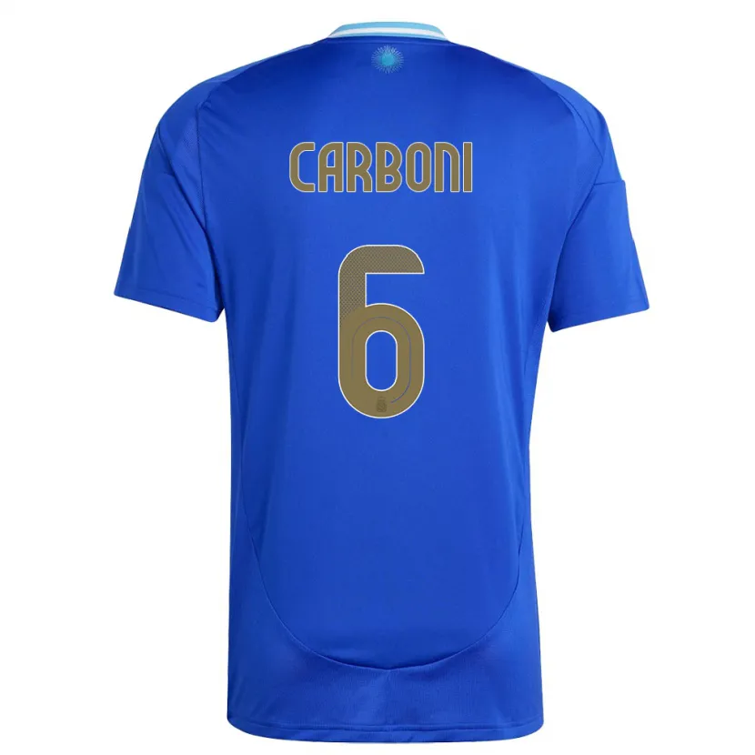 Danxen Bambino Maglia Argentina Franco Carboni #6 Blu Kit Gara Away 24-26 Maglietta