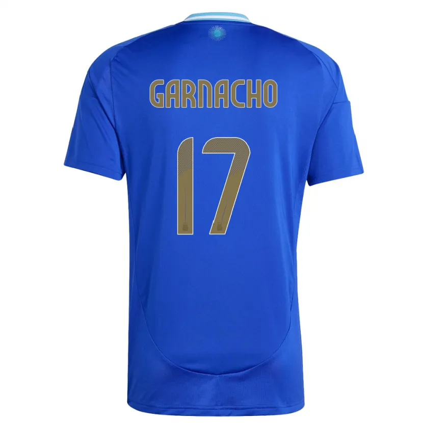 Danxen Bambino Maglia Argentina Alejandro Garnacho #17 Blu Kit Gara Away 24-26 Maglietta