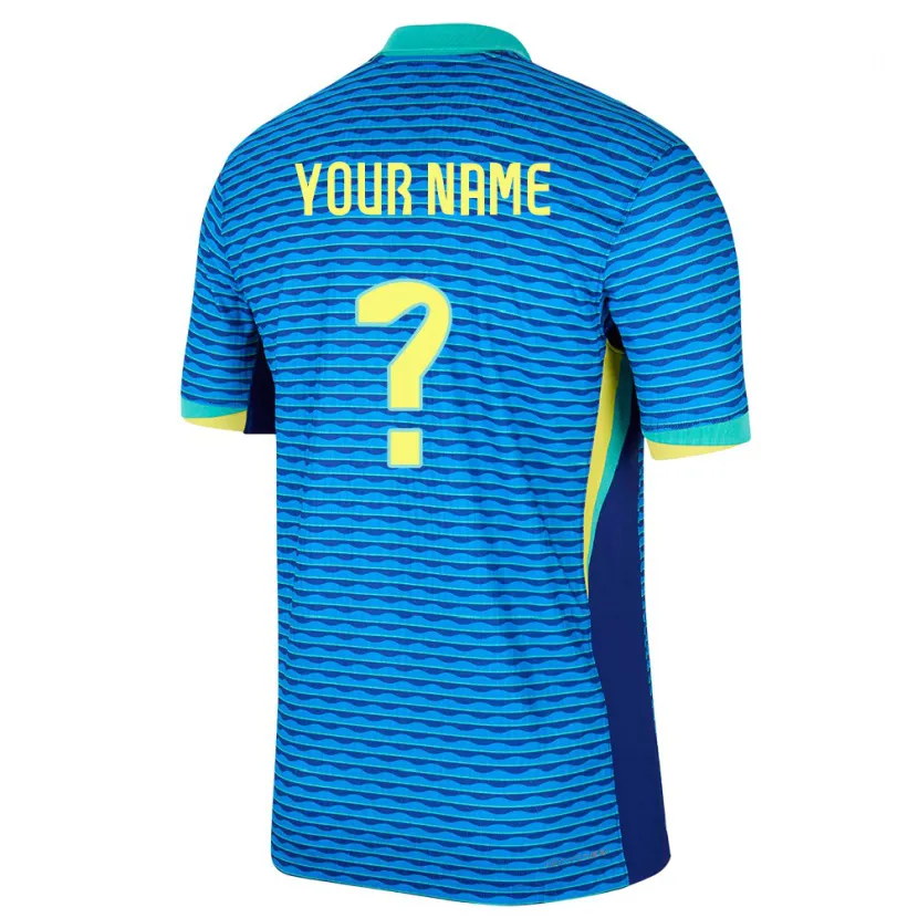 Danxen Bambino Maglia Brasile Il Tuo Nome #0 Blu Kit Gara Away 24-26 Maglietta
